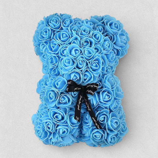 Dekoratives Teddybär Rosen Blau 28x40cm
