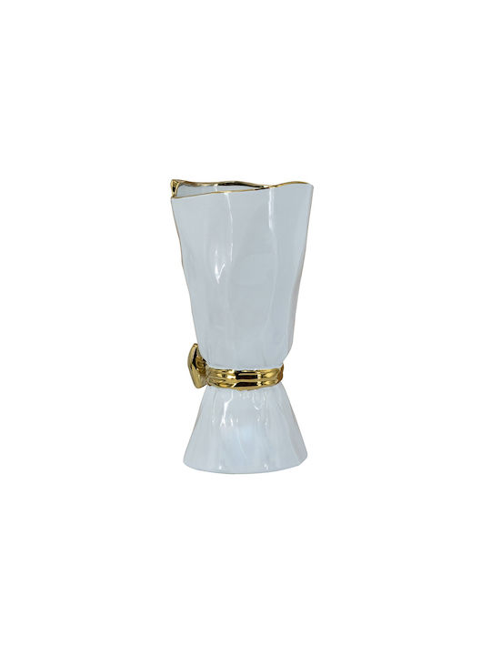 Artekko Decorative Vase Glazed White 15.5x15.5x30.7cm