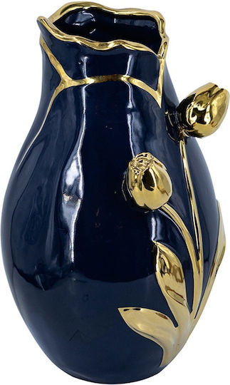 Artekko Βάζο Κεραμικό Glazed Μπλε Φ20xΥ34.5cm