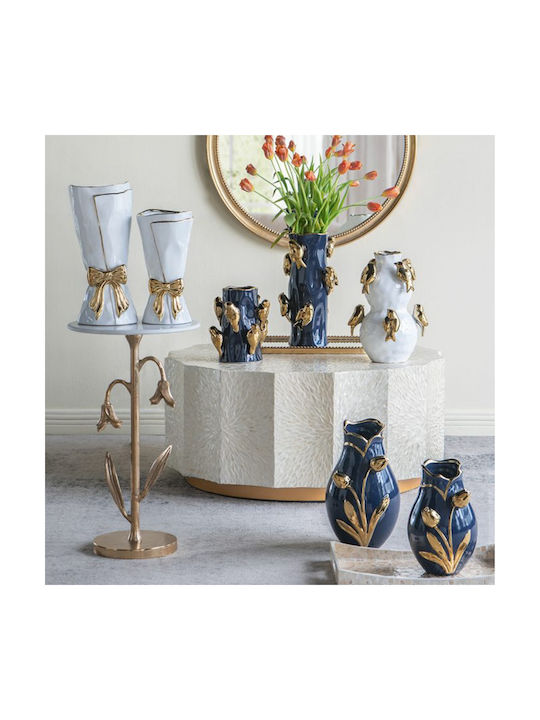 Artekko Decorative Vase Glazed White 15.5x15.5x30.7cm