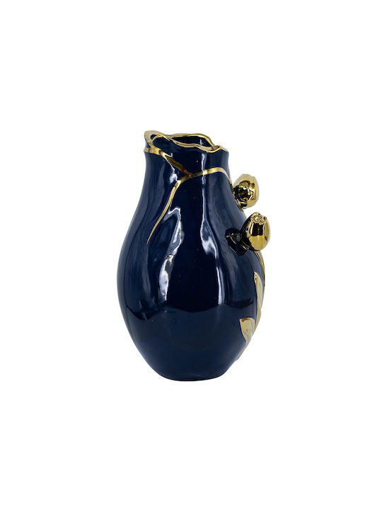 Artekko Decorative Vase Glazed Blue 20x20x34.5cm