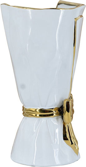 Artekko Διακοσμητικό Βάζο Κεραμικό Glazed Λευκό Φ15.5xΥ30.7cm