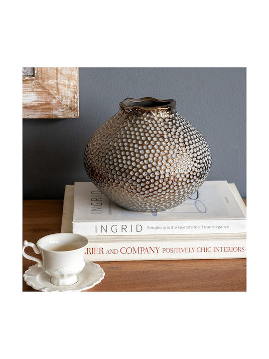Artekko Vază Decorativă Ceramică Lidded Auriu 21x18x21cm 1buc