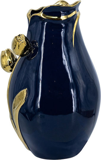 Artekko Διακοσμητικό Βάζο Κεραμικό Glazed Μπλε Φ19xΥ28.5cm