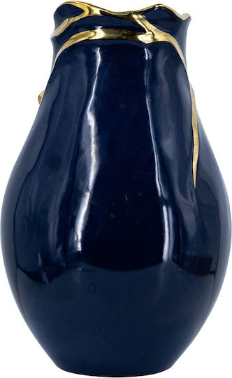 Artekko Διακοσμητικό Βάζο Κεραμικό Glazed Μπλε Φ19xΥ28.5cm
