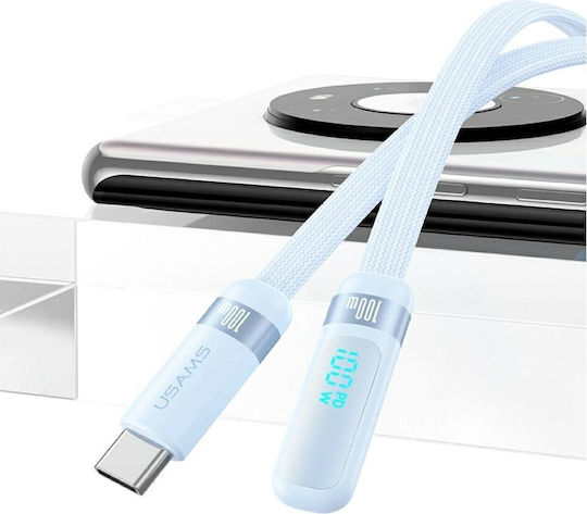 Usams USB 2.0 Cable USB-C Male - USB-C 100W PD White 1.2m