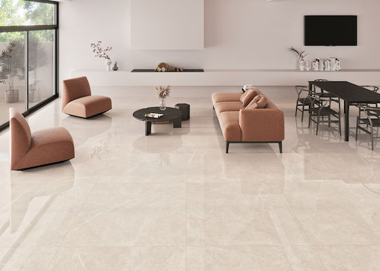 Keratile P460R Fliesen Für Boden Und Wand Küche Badezimmer Porzellan Glänzend 120x60cm Mandel