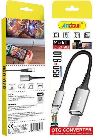 Andowl Otg Converter USB-C male to USB-A female 1pcs