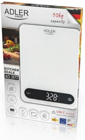 Adler Cantare De Bucatarie Digitală Până La 10kg Albă