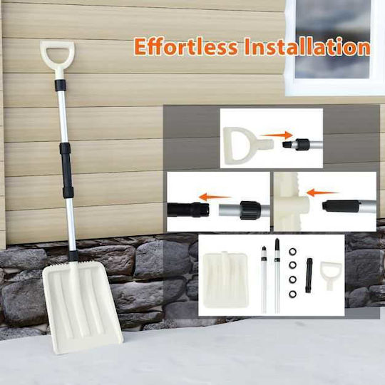 Costway Snow Shovel 26 cm Width Ergonomic Handle & Durable Aluminum Handle White 116.5 x 26 x 9.5 cm Np12971wh