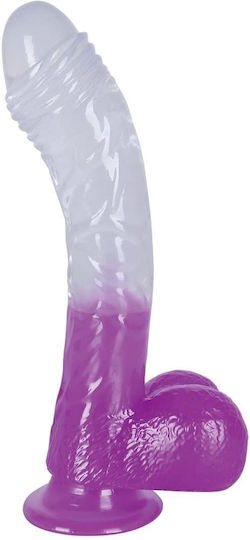 You2Toys Jelly Ready Mate Glass Dildo with Balls and Suction Cup Purple/Clear 17cm