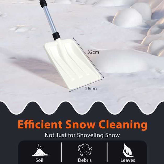 Costway Snow Shovel 26 cm Width Ergonomic Handle & Durable Aluminum Handle White 116.5 x 26 x 9.5 cm Np12971wh