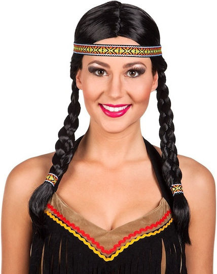Perucă de Carnaval cu Codițe neagra