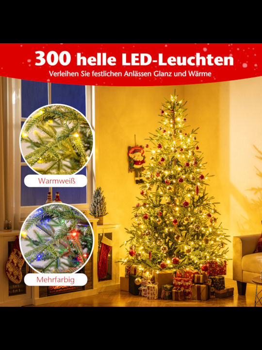 Christmas Tree 210cm with 890 Branches and with LED Lighting White
