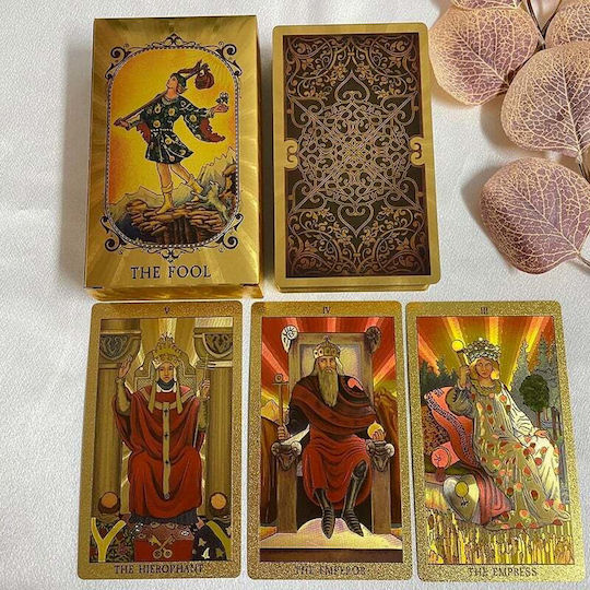 Authentic Tarot Deck Instruction Book Fool Golden Tarot 78 Cards+Book