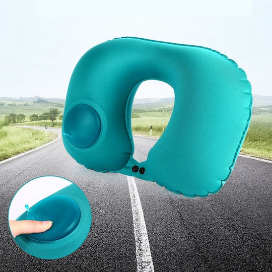 Inflatable Silk Travel Pillow Blue