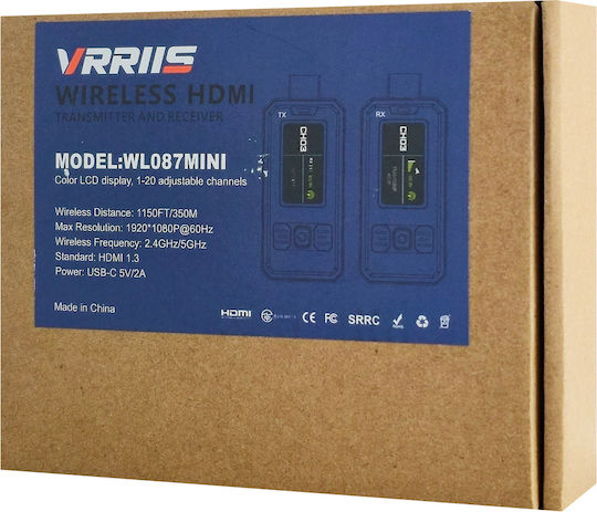 Vrriis HDMI Wireless-Adapter System Für Videoübertragung Wl087 Mini 1080p 2.4/5ghz Bis Zu 350m 5210131159521