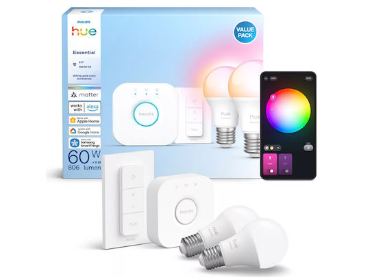 Philips Smart Lampe Philips Hue LED 8W für Fassung E27 und Form A60