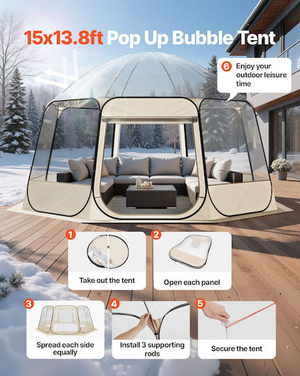 Vevor Winter Camping Tent Pop Up Transparent 458x432x230cm