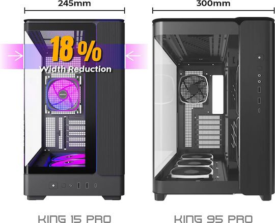 Montech King 15 Pro Gaming Mini tower Carcasă Calculator cu Fereastră Laterală Negru
