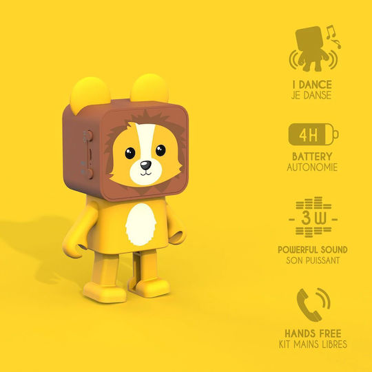 Mob Dancing Animals Lion DA-22-03 Ηχείο Bluetooth 3W με Διάρκεια Μπαταρίας έως 4 ώρες Κίτρινο