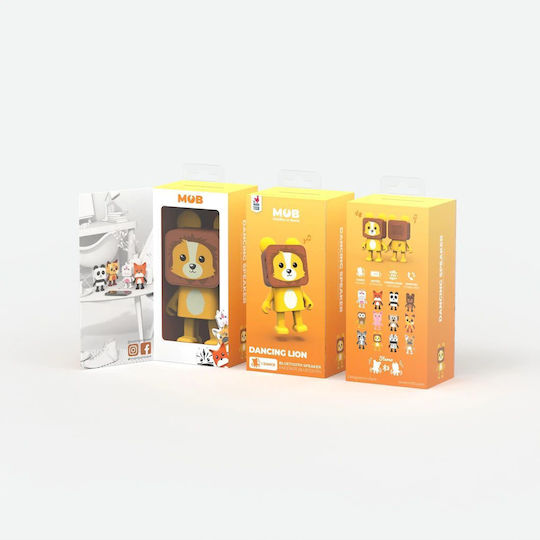 Mob Dancing Animals Lion DA-22-03 Ηχείο Bluetooth 3W με Διάρκεια Μπαταρίας έως 4 ώρες Κίτρινο
