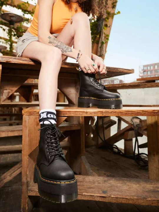 Pascal Max Leather Women's Ankle Boots with Medium Heel Black