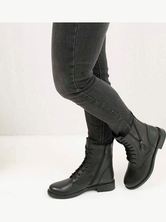 Leather Women's Ankle Boots Black 0267