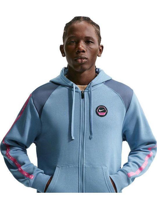 Sportswear Club Fleece Cardigan With Light Blue Hood