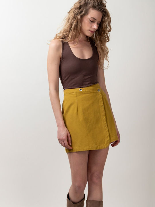 Denim Mini Skirt Envelope Mustard