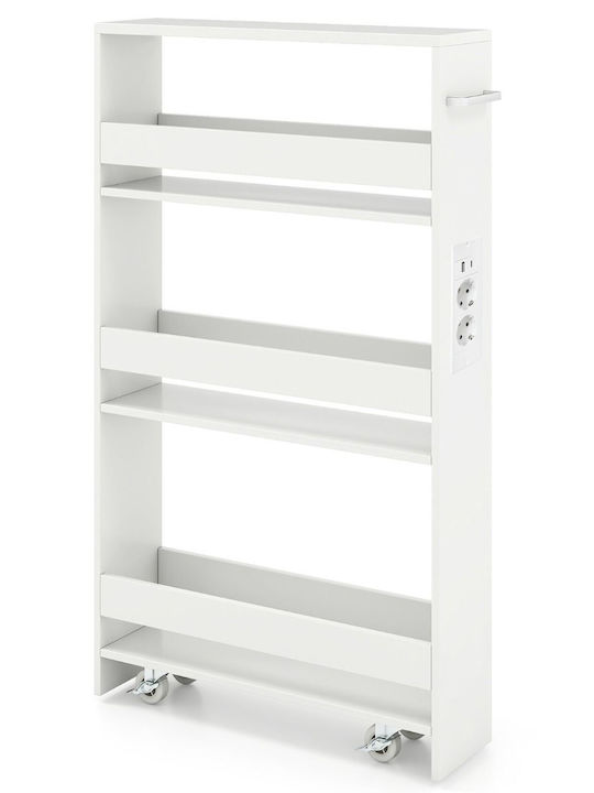 Costway Wooden Kitchen Trolley 5 Tiers White 47.5x13x80.5cm