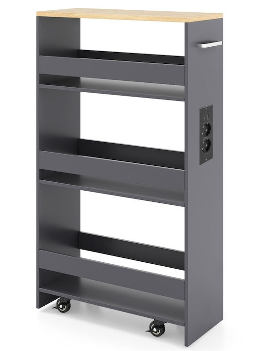 Costway Τρόλεϊ Κουζίνας Ξύλινο 3 Θέσεων Γκρι 47.5x20x80.5cm