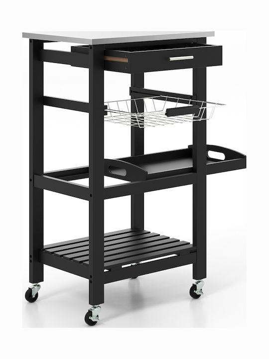 Costway Τρόλεϊ Κουζίνας Μεταλλικό Μαύρο 47x39x85cm