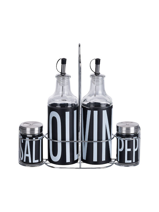 Villa D'Este Oil & Vinegar Set with Salt & Pepper Glass with Flow 350ml