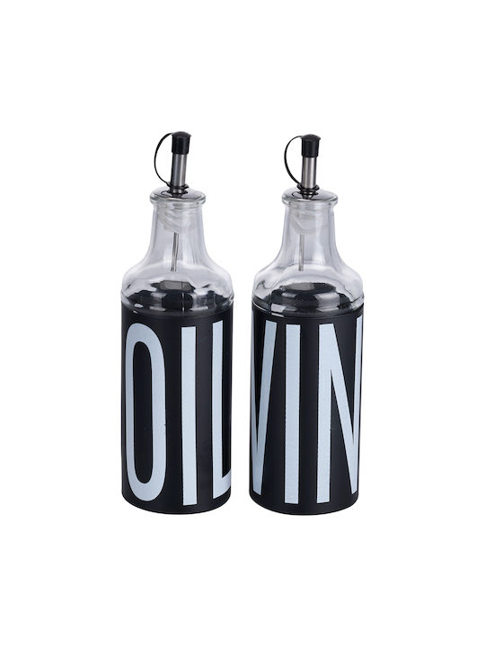 Villa D'Este Oil & Vinegar Set with Salt & Pepper Glass with Flow 350ml