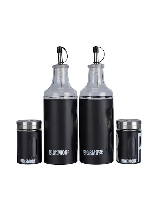 Villa D'Este Oil & Vinegar Set with Salt & Pepper Glass with Flow 350ml