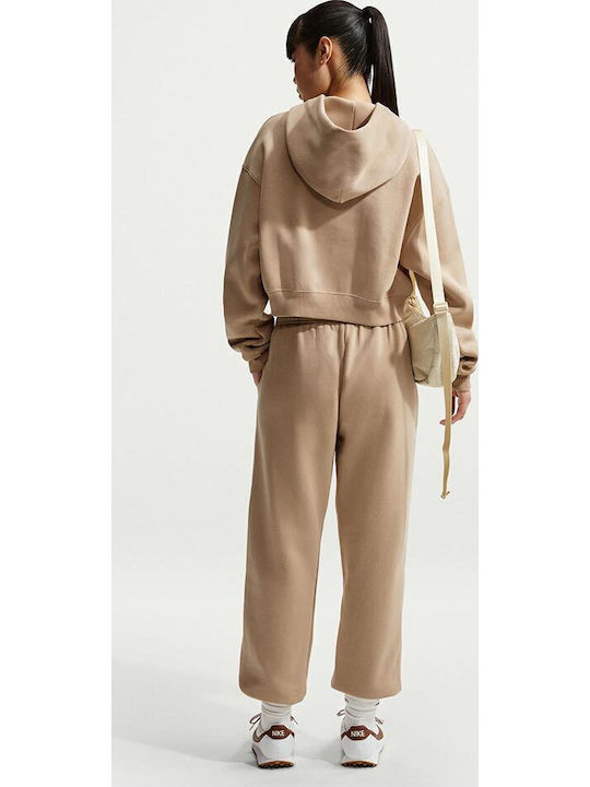 Phoenix Fleece Pants High Waist Sweatpants Fleece Beige