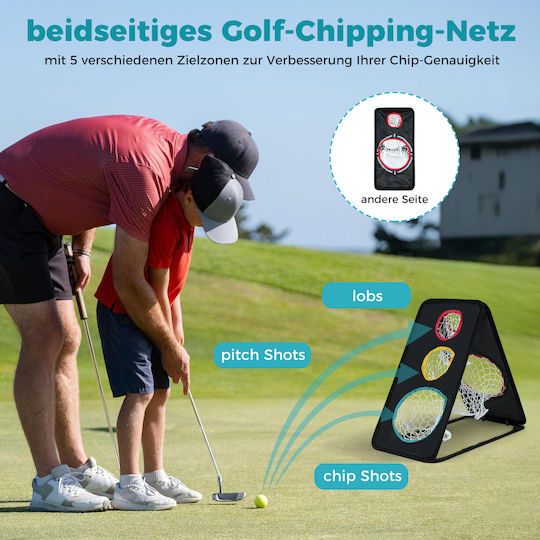 Costway Διπλής Όψης Δίχτυ Chipping Golf 5 Στόχους & Τριγωνική Δομή & Σύστημα Προπόνησης Ύφασμα Οξφόρδης Sp38639