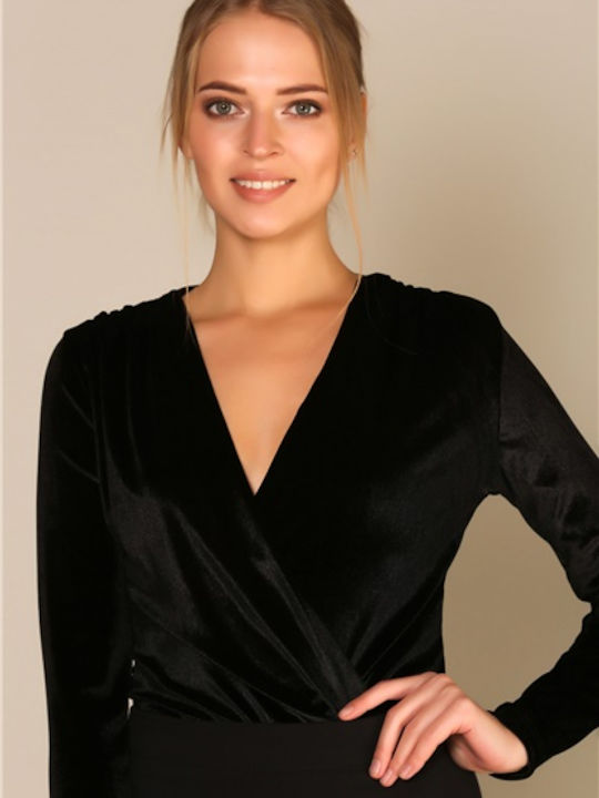 Women's Velvet Bodysuit Kinzi Black