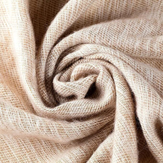 Κουβέρτα Διαλογισμού Meditation Shawl Pashmina Beige Made In Nepal 200x80cm