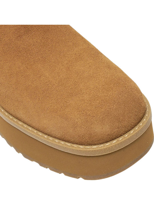 CityFunc Mid Leather Women's Ankle Boots Brown