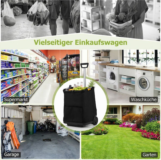 Stoff Einkaufswagen Klappbar Schwarz 50Es