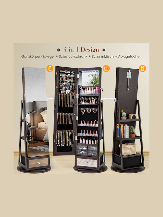 Costway Glas Schmuckkästchen mit Schublade und Spiegel Lila
