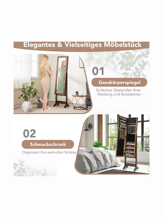 Costway Floor Mirror With Brown Wooden Frame