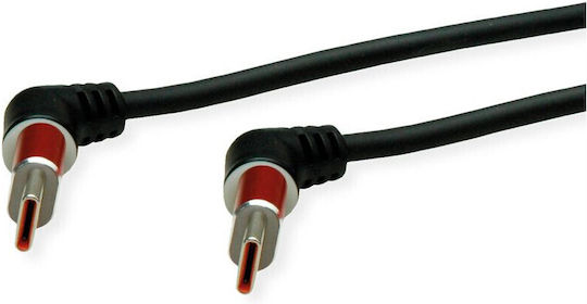 Roline USB 2.0 Kabel Typ-C auf Typ-C Stecker-Stecker 360° Drehbar Schwarz-Rot 1 m