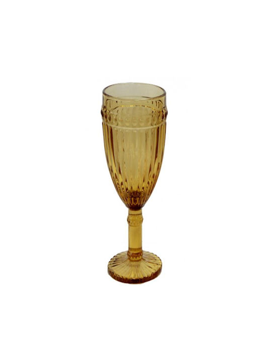 Raki Old School Set de pahare de sampanie din Sticlă în Culoarea Galben Cu picior 190ml 6buc