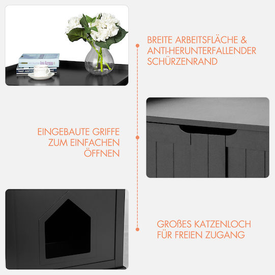 Costway Black Indoor Cat House Bed Toilet Hw65619bk
