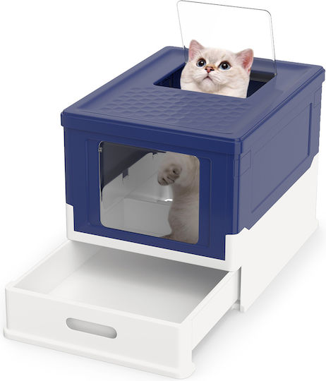Costway Котешка тоалетна Затворена Синя