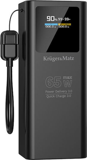 Kruger & Matz Power Bank 20000mAh 65W Power Delivery Încărcare Rapidă Negru