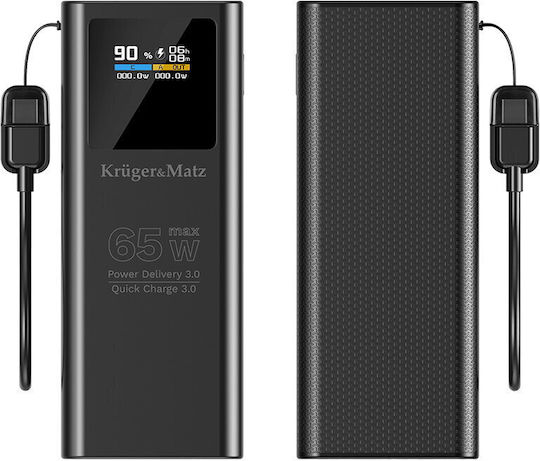 Kruger & Matz Power Bank 20000mAh 65W Power Delivery Încărcare Rapidă Negru